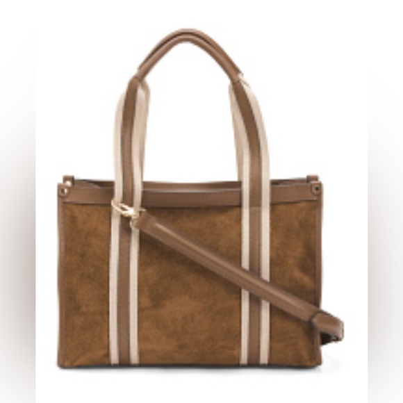 Divina Firenze Luxurious Brown and Cream Suede Tote with...